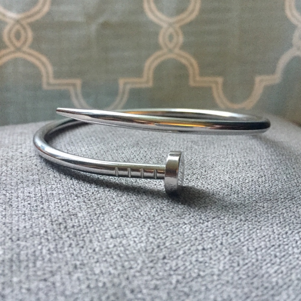 Silver nail bracelet